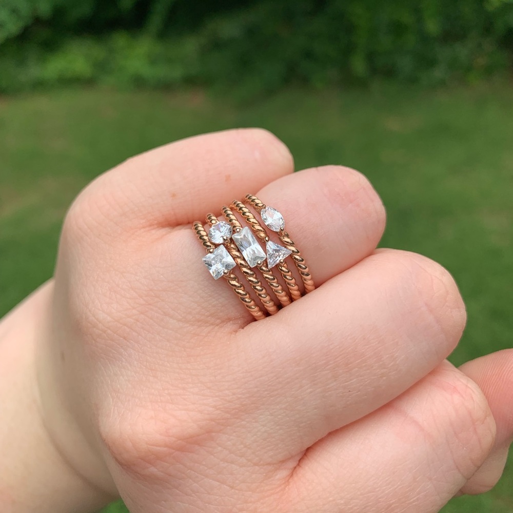 5-band Rhinestone Shape Rings - Picture 10 of 16